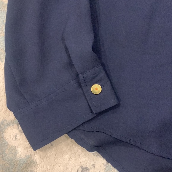 Women's INC International Concepts Navy Blue Shirt with Gold Features - Size 10 - Picture 6 of 7